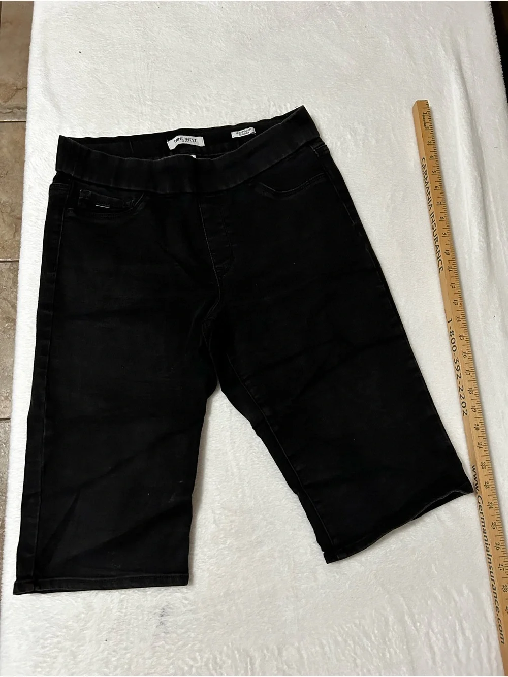 Nine West Black Cropped Stretch Bermuda Jean Shorts